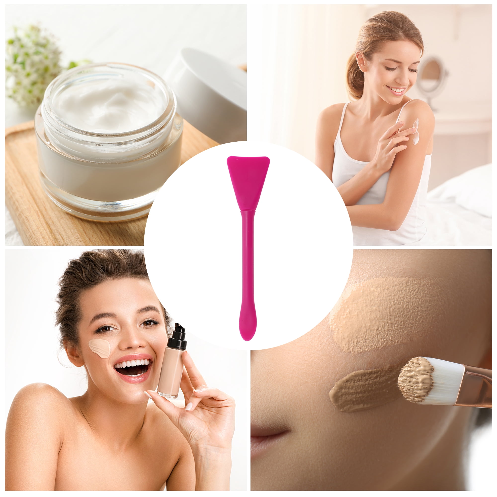 Unique Bargains Multifunctional Facial Mask Brush Set with 2 Pcs Rose Red