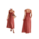 thumbnail image 3 of Vestido A Rayas para Mujer, con Tirantes Finos, y , Fluido Rojo Ladrillo M, 3 of 8