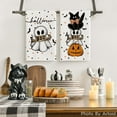 thumbnail image 2 of Beige Cat Pumpkin Ghost Halloween Kitchen Towels Dish Towels, 18x26 Inch Bats Jack-O''-Lantern Decoration Hand Towels Set of 2, 2 of 6