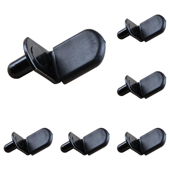 30 Pcs 5mm Shelf Support Pegs with Black Rubber Sleeve, L-Shaped Metal Cabinet Shelf Pins for Wood, Glass, Bookshelves, Kitchen and Furniture