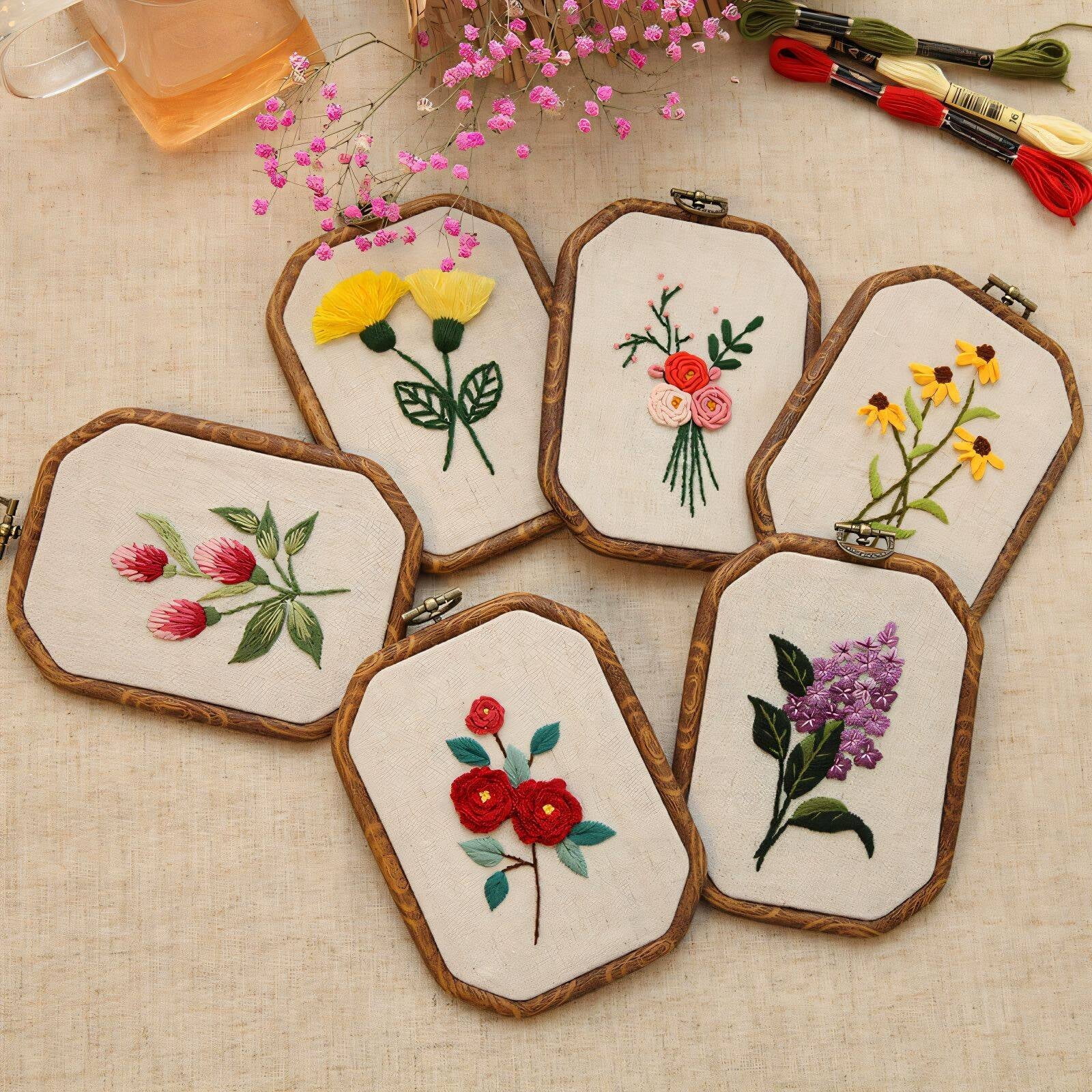 TUWAFE 2026 New 4Pcs Embroidery Kit,Creative Gift Ideas Cross Stitch Kits for Adults,Perfect for Decorations Punch Needle Kit,Color Mixing3