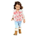 OAUP Toddler Girls Faux Fur Jacket Vest Warm Outwear Pink White Color