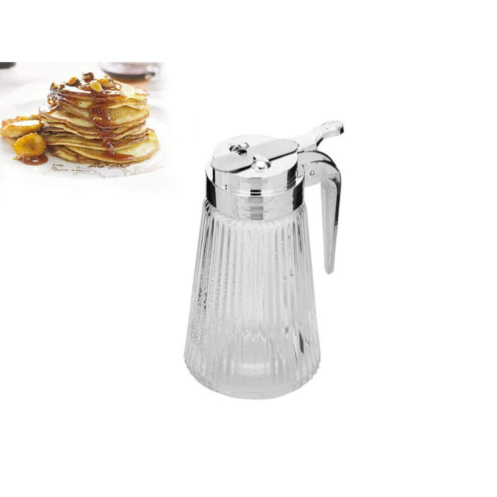Multipurpose Oil Pancake Syrup Dispenser Glass and Stainless Steel