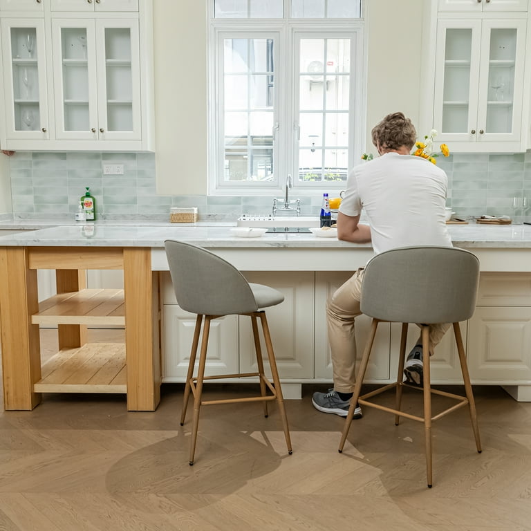 Homy Casa 26 Counter Height Bar Stools Set of 2 Swivel Stools for Kitchen Island Grey Walmart