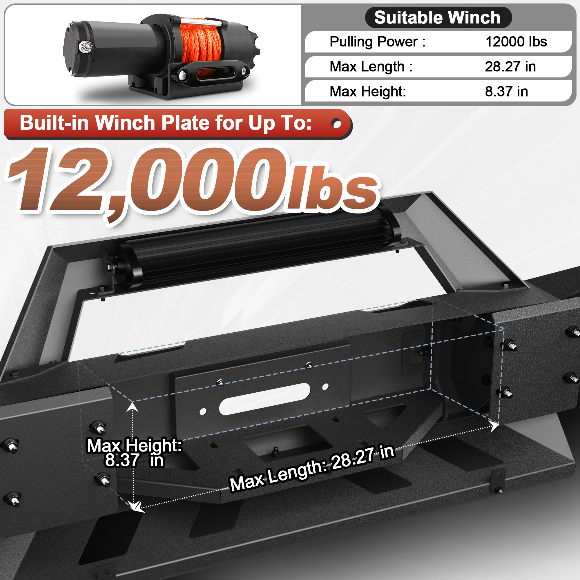 POFENZE Front Bumper for 2019 2020 2021 2022 2023 2024 Dodge Ram 2500/3500 Pickup Truck Bumper for Ram