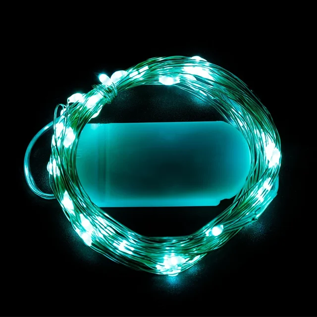 Guirnalda de luces LED de alambre de cobre de 10 m con pilas, guirnalda de luces de hadas para decoración navideña, para bodas y fiestas