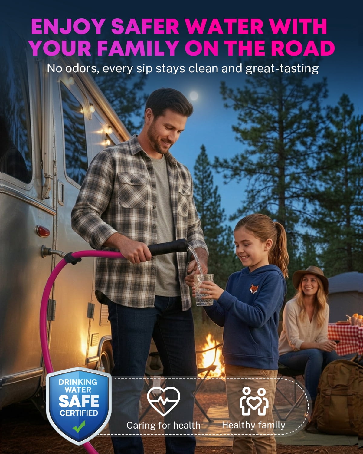 Kohree 25FT RV Water Hose – NSF Certified 5/8" Premium Drinking Water Hose, Safe & Lead-Free, No Kink and Flexible Garden Hose with Storage Bag for RV, Camper, Truck, Car, Rose Red