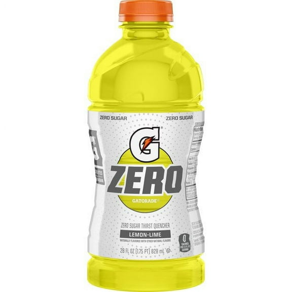 Gatorade Zero Lemon Lime Thirst Quencher Sport Drink, 28 oz Bottle, Quantity of 2