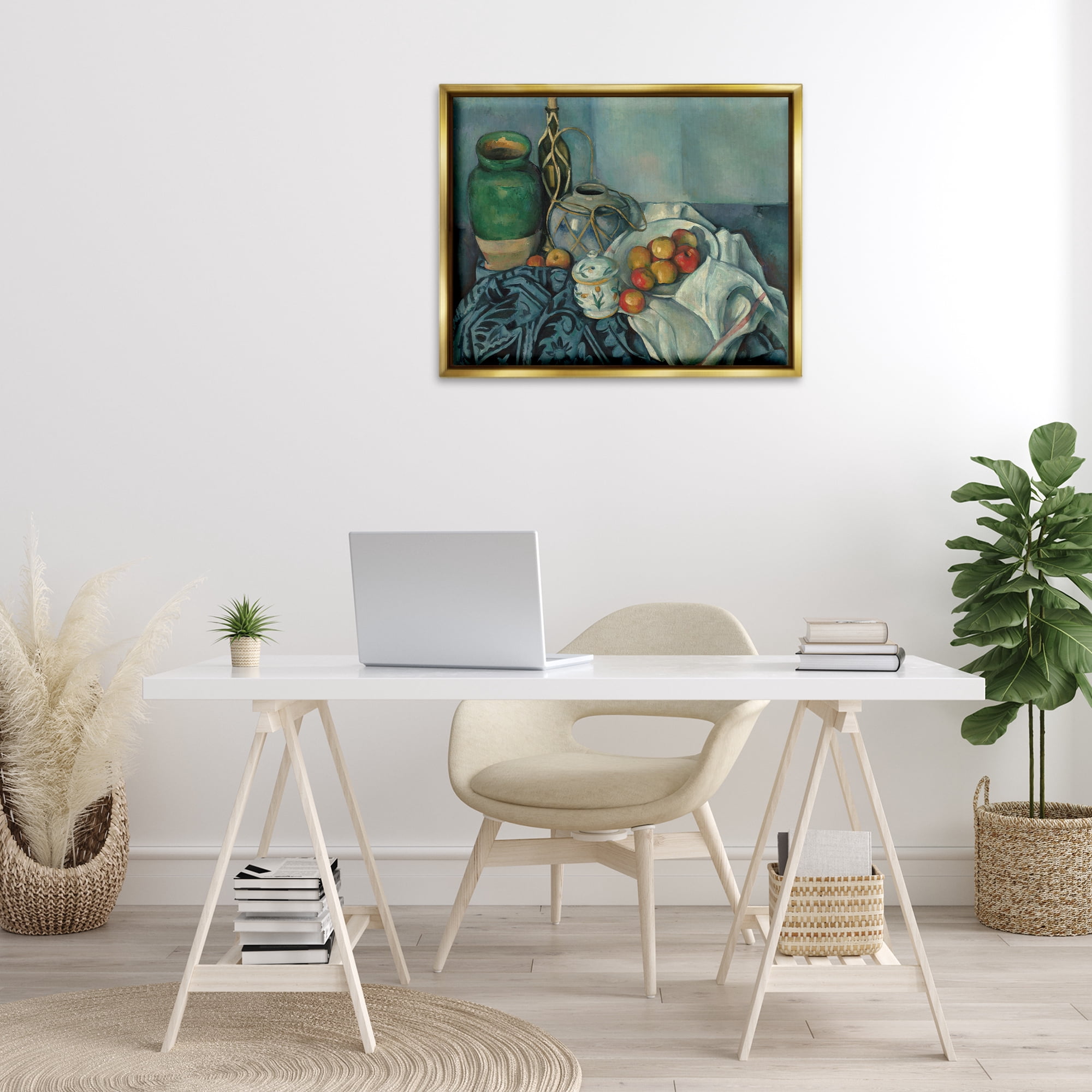 Stupell Industries Classic Cezanne Apples Still Life Food & Beverage Painting Gold Floater Framed Canvas Art Print Wall Art, 31 x 25