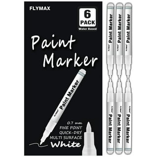 White Acrylic Paint pens (6 Pack) Variety Pack - Extra Fine 0.7MM & Medium  Tip 2-3MM - Water Based Paint Markers for Rock Painting, Stone, Ceramic,  Glass, Wood, Canvas (WHITE) 