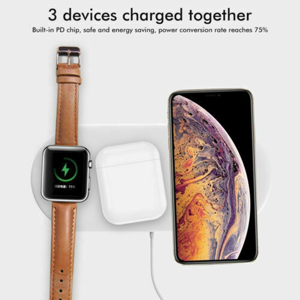 3 in1 Wireless Charger for Apple Watch Fast Charger Stand (White)
