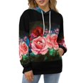 thumbnail image 1 of Pinkroses On Blue Sweat à Capuche Surdimensionné pour Femmes Chandails en Molleton à Cordon Personnalité Sweat à Capuche Ample Mode Roses Roses, 1 of 5