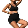 thumbnail image 2 of hengsof Summer Maternity Sleeveless Tank Top High-Waisted Shorts Two Piece Bathing Suit for Pregnancy Beach Pool Wear, 2 of 6