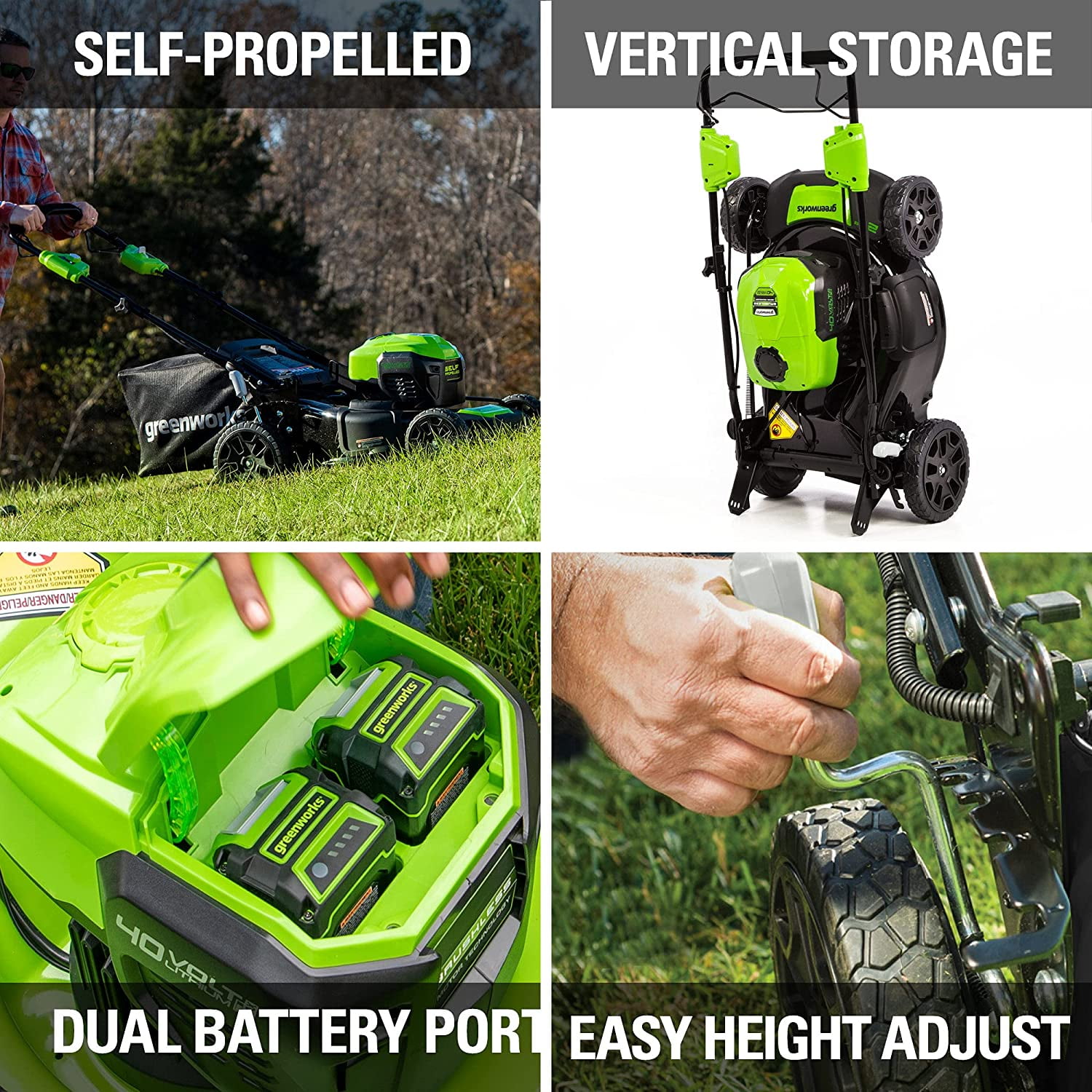 Greenworks 40V 21" Brushless Cordless (Self-Propelled) Lawn Mower, 5.0Ah Battery and Charger Included