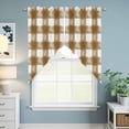 thumbnail image 6 of Brown White Plaid Kitchen Window Curtains, Swag Curtains Valance for Bedroom Living Room Bathroom, Watercolor Farmhouse Checkered Rod Pocket Window Treatment Curtain Block Drapes 2 Panels 28"x36", 6 of 9