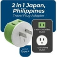 thumbnail image 4 of OREI Japan, Philippines Power Plug Adapter with 2 USA Inputs - Travel 3 Pack - Type A (US-6), 4 of 8