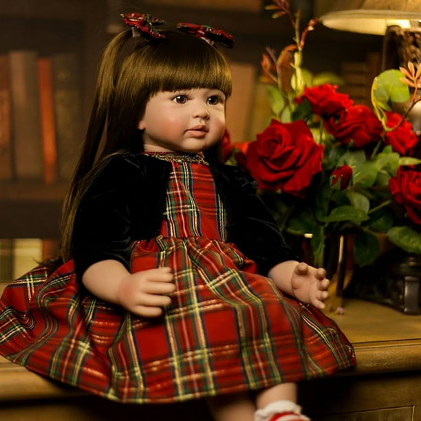 24inch Lifelike Reborn Doll Baby Girl Simulation Long Hair Girl Doll ...