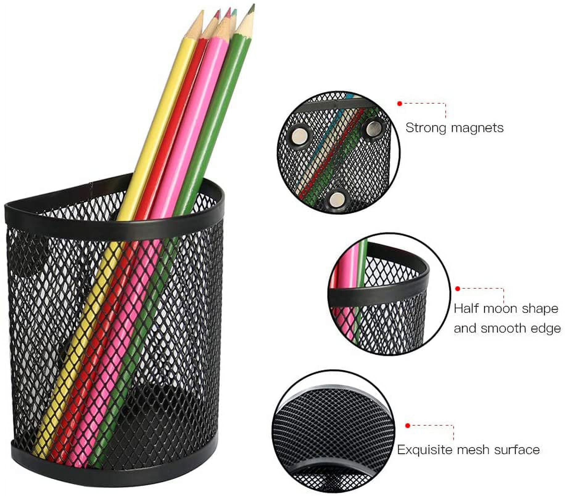 Casewin Magnetic Pencil Holder - Magnetic Locker Organizer, 2 Pack Pen Holder Locker Accessories for School and Office, Black