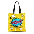 thumbnail image 1 of JSDART Canvas Tote Bag Comic Speech Bubble Expression Text Wow Stars and Clouds Durable Reusable Shopping Shoulder Grocery Bag, 1 of 1