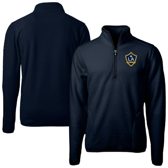 Men's Cutter & Buck Navy LA Galaxy Cascade Eco Fleece Quarter-Zip Jacket