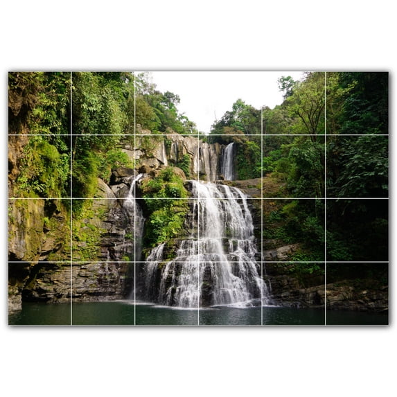 Picture-Tiles.com: Waterfalls Ceramic Tile Wall Mural WAL501141-64L. 48"W x 32"H using (24) 8" x 8" Ceramic Tiles-Satin Finish