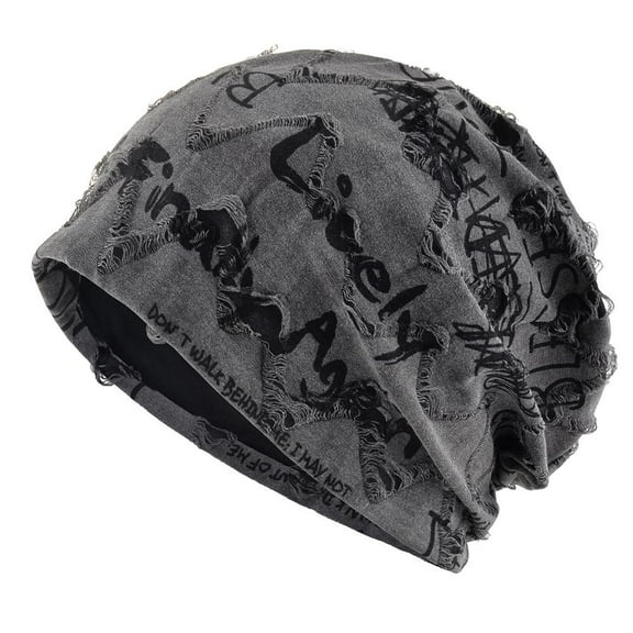 Letter Print Beanie Hats Unisex Cool Cracked Vintage Men For Women Design