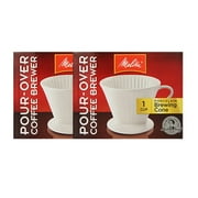 Melitta 64101 Porcelain 2 Cone Brewer (2-Pack) Porcelain #2 Pour Over Cone