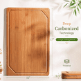 thumbnail image 2 of Astercook Deep Carbonized Bamboo Cutting Board, 12" x 17" Large Wood Chopping Board for Kitchen with Juice Groove & Side Handles, Knife-Friendly Serving Charcuterie Board for Meat, Vegetables, Fruit, 2 of 9