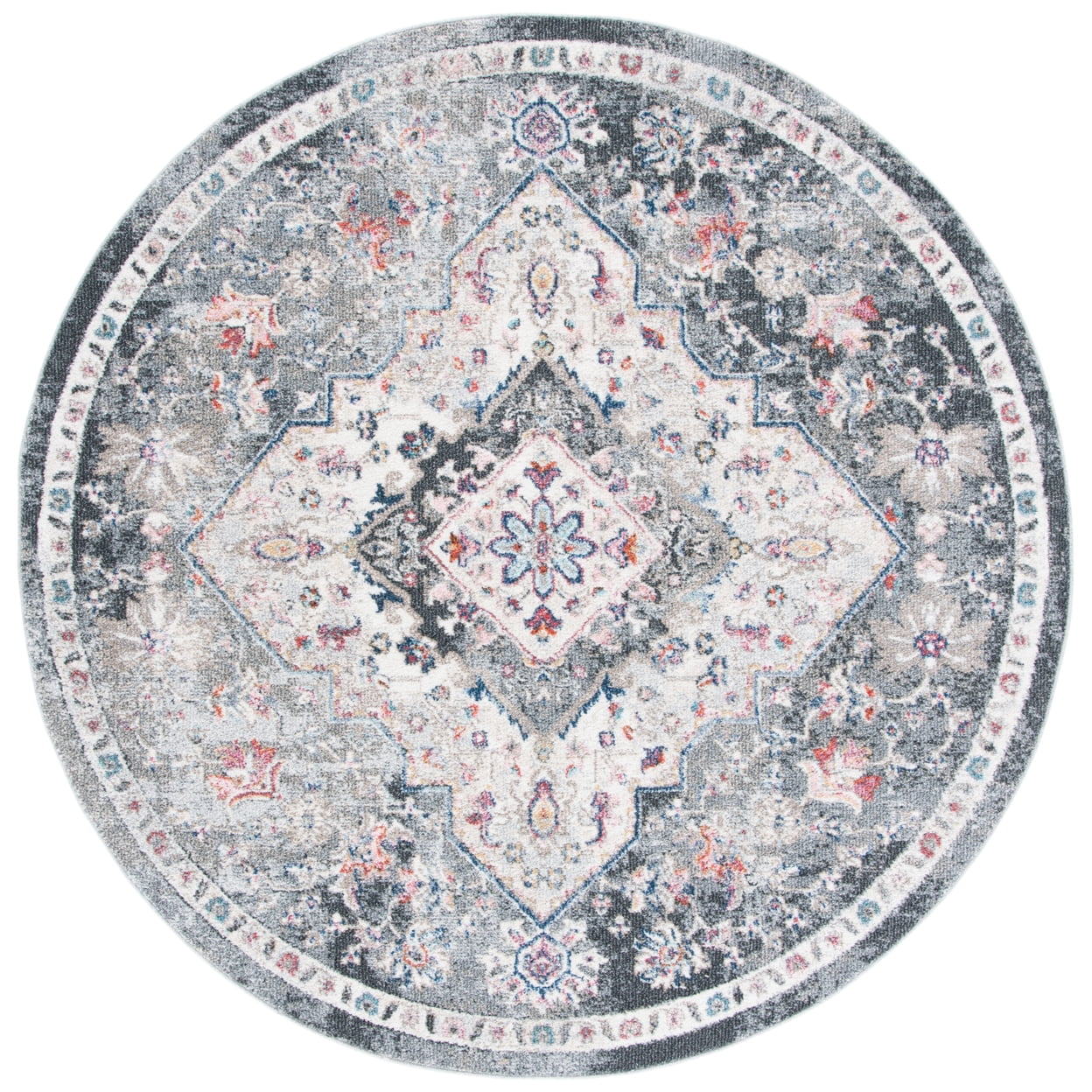 SAFAVIEH Phoenix Belinda Medallion Area Rug, Ivory/Grey, 4'5" x 6'5"