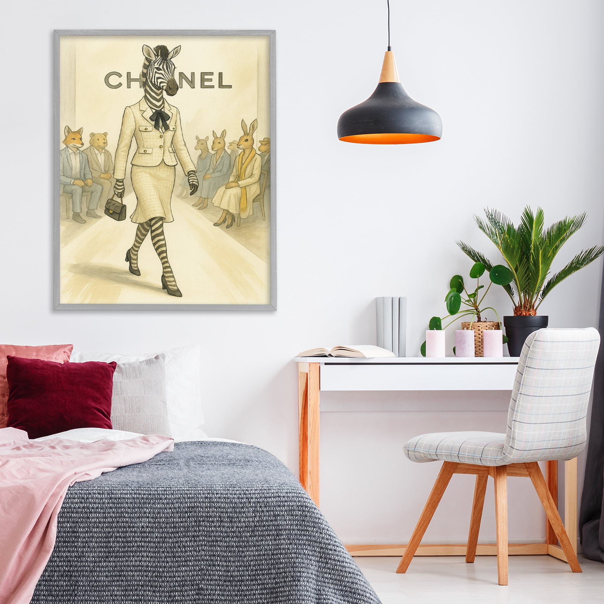Stupell Industries Fashion Runway Zebra Gray Framed Giclee Art, design by Grotto Studios