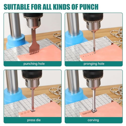 TOAUTO Premium Manual Leather Punch Tool Mute Hand Press Punching Machine with Chuck, PP & Aluminum Plates for DIY Leather Craft