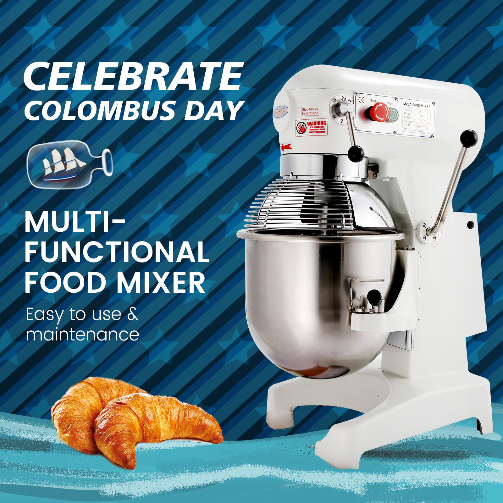 HAKKA 20 Quart Commercial Mixers 3 Funtion Stainless Steel