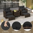 thumbnail image 2 of Spaco 5-Piece Outdoor Wicker Set with Soft and Cozy Cushions, Furniture Set with 3-in-1 Multifunctional Ottomans and Practical Coffee Table, Furniture Set for Outdoor, Black, 2 of 5
