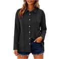 thumbnail image 4 of Neewe Womens Classic Plain Long Sleeve Button Down Shirts Casual Loose Fit Cotton Collared Blouses, 4 of 8