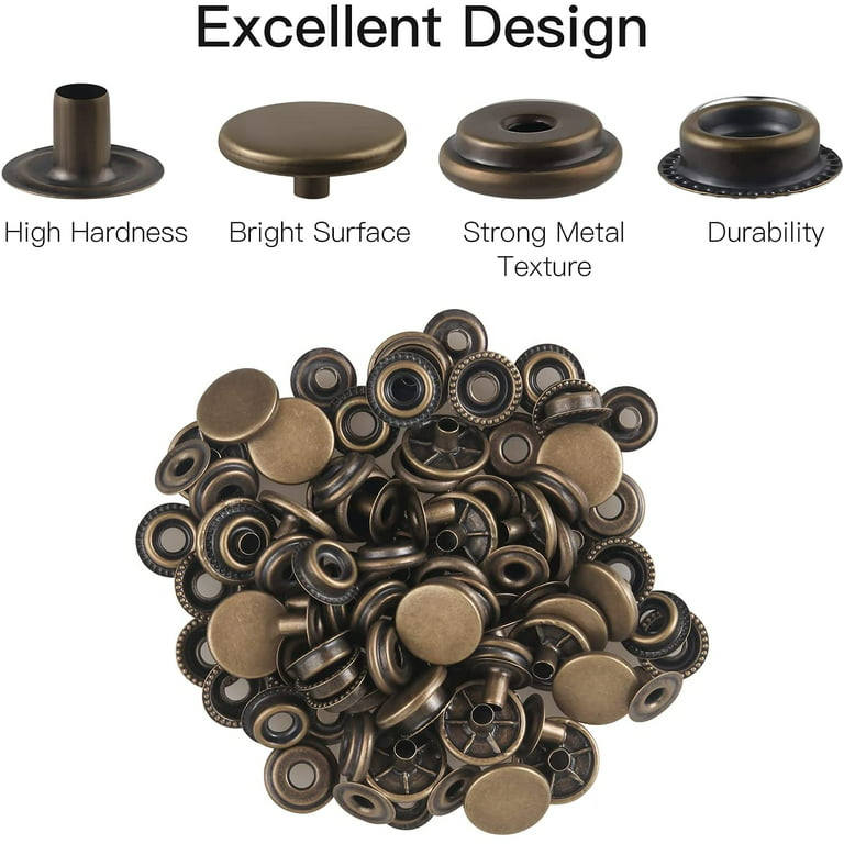 Leather Snap Fasteners Kit 9mm/10mm/12mm Metal Button Snaps Press