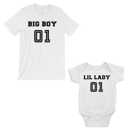 

Big Boy Little Lady Dad and Baby Matching Outfits White Dad Gift