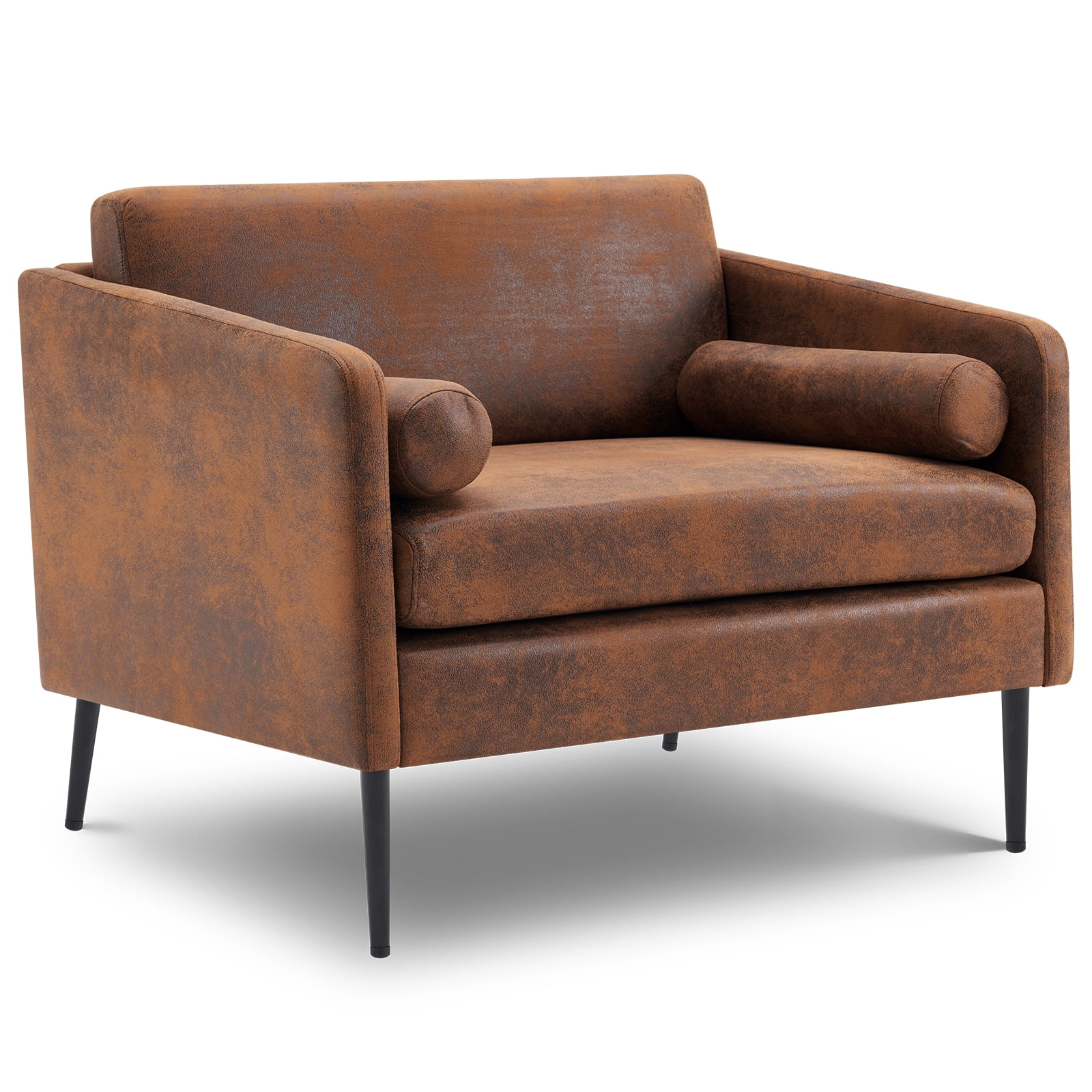 1.5 Seats Hot Stamping Cloth Surrounding Chair With Pillow Indoor Circle Chair Dark Brown, 97*71*74cm