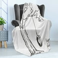 thumbnail image 4 of Tree Soft Flannel Fleece Throw Blanket, Tree with a Tire Swing Illustration Happy Place Summer Childhood Holidays Garden, Cozy Plush for Indoor and Outdoor Use, 70" x 90", Black White, by Ambesonne, 4 of 5