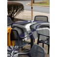thumbnail image 4 of Outdoor Tablecloth with Umbrella Hole and Zipper, Blue Geometric Square Table Cloth 54x54 Inch Waterproof Tablecloth, Grey Vintage Neutral Abstract Striped Art Picnic Table Cover for Patio Camping, 4 of 7