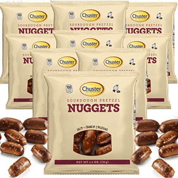Chuster Sourdough Pretzel Nuggets, 1 oz Snack Packs, 12 Count, Kosher, Low Calorie