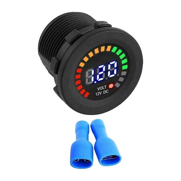 DC 12v-24v Waterproof LED Voltage Meter For Automotive And Motorcycle Battery Voltmeter Round Panel Voltage Meter Volt Detector