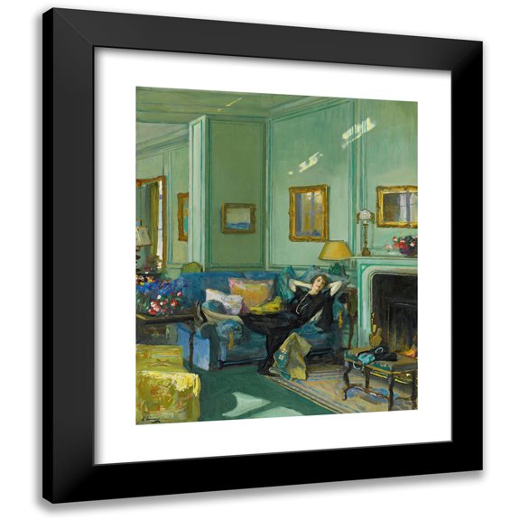 Sir John Lavery 12x14 Black Modern Framed Museum Art Print Titled - Mrs. Osler (1929)
