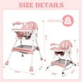 thumbnail image 2 of Loewten 4-in-1 Baby High Chair,Portable Folding Dining Chairs with Adjustable Height for Baby and Toddlers,Eat & Play with Five-Point,Pink, 2 of 9