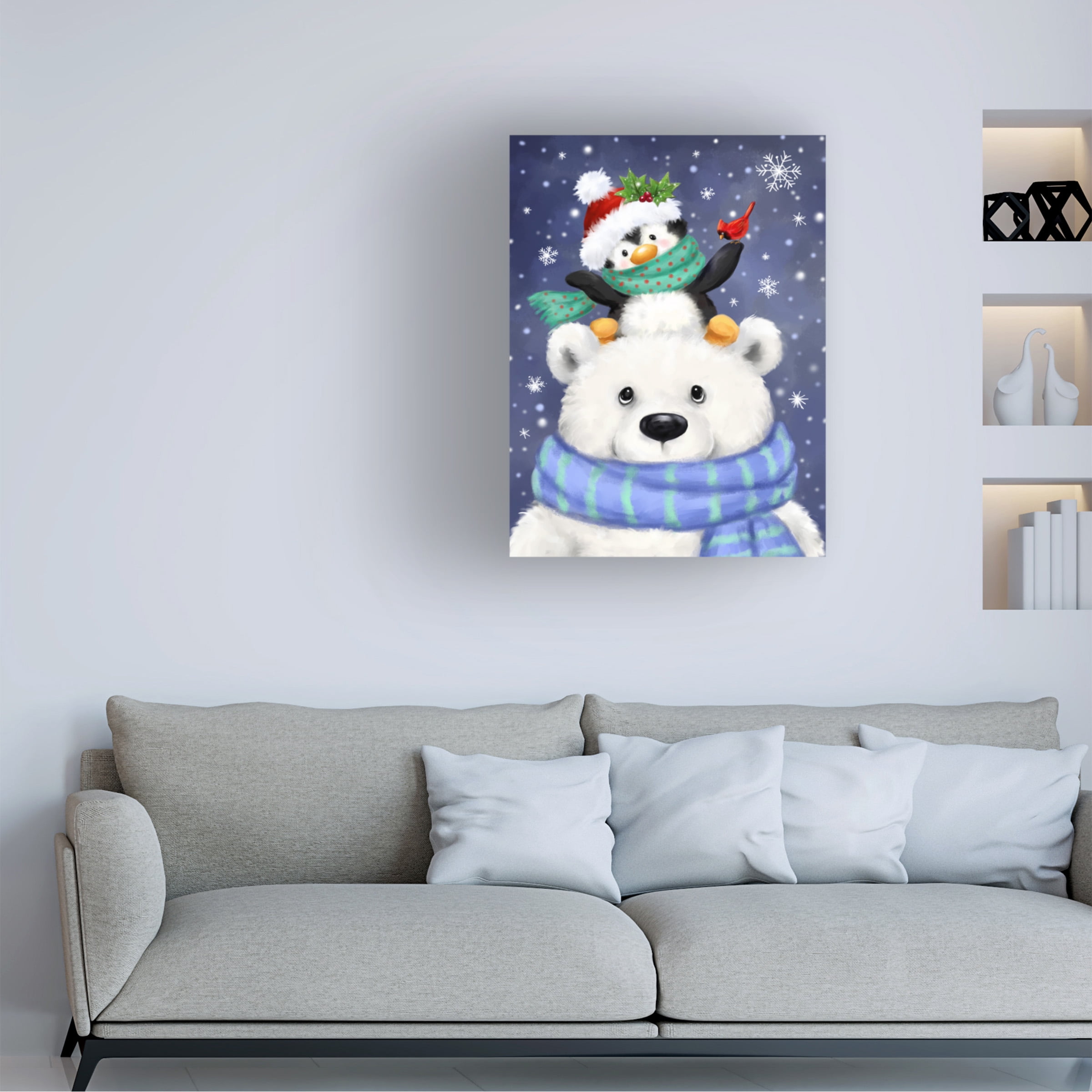 Canvas Wall Art - MAKIKO 'Polar Bear and Penguin' Wall Art for Living Room, Bedroom, or Office DÃ©cor by Trademark Fine Art - 14 x 19 Inches