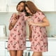 thumbnail image 4 of Fotbe Smiling Pink Pumpkins Bata de Dormir para Mujer con Estampado, Camisón de Algodón de Manga Corta, Ropa de Dormir Casual, 4 of 6