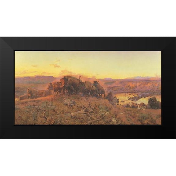 Russell, Charles Marion 14x9 Black Modern Framed Museum Art Print Titled - When The Land Belonged To God