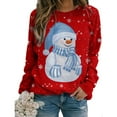 thumbnail image 3 of KZKR Womens Christmas Crewneck Long Sleeve Sweater, Cute Snowman Printing Tops Loose Casual Pullover, 3 of 5