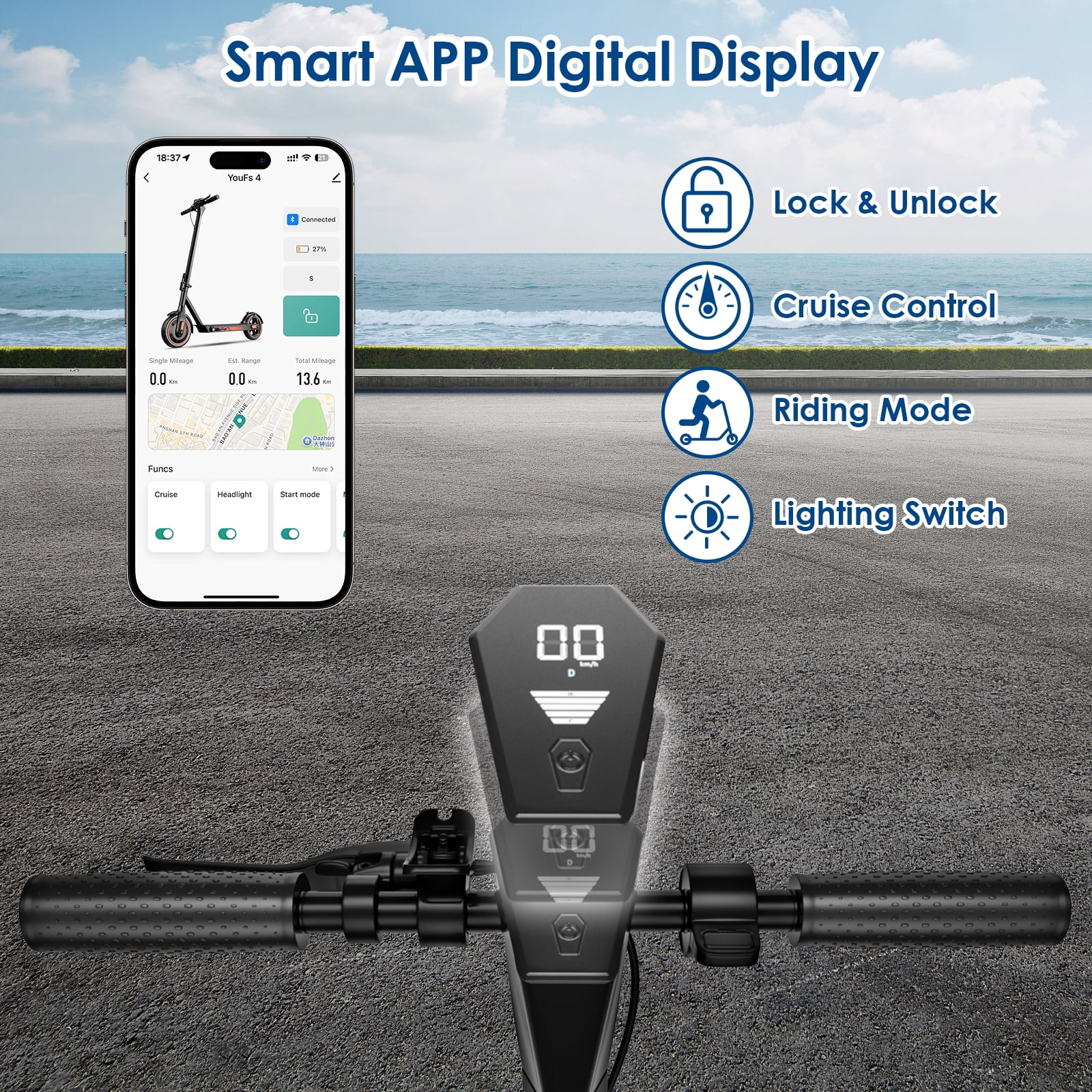 HiQiS Electric Scooter for Adults, 500W Motor, 10"Air Tires, up to 22 MPH and 22-28 Miles Range, Lightweight Folding Electric Scooter for Commuter Red