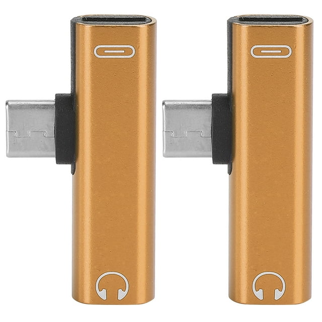 2pcs Headphone Adapter 2pcs Cable Adapter USB Type-C Female USB Type-C Male To Female Aluminium Alloy For CType Mobile Phone D'or