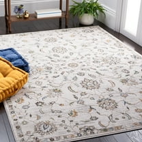 SAFAVIEH Bel Air Milford Abstract Polyester Area Rug, Beige/Gray, 5'5" x 7'7"